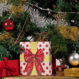 3 Rolls Merry Christmas Wired Edge Ribbons For Wreath Bows Crafting, Xmas Glitter Red Golden Winter Holiday Craft Ribbons For Gift Wrapping, Party Decorations, Ornaments