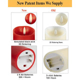 Red Flameless Candles With Remote, Real Wax Flickering Battery Operated Candles With Timer, Electric Led Fake Candles For Christmas Decorations Valentines Holiday Party Home Decor, Set Of 3