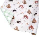Reversible Baby Shower Wrapping Paper Mini Roll, Woodland Animals And Plaid Design For Neutral Baby Showers, Boys Girls And First Birthday, 17" X 33'(46.7 Sq. Ft)