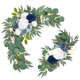 Wedding Arch Flowers (Pack Of 2), Artificial Dusty Blue Flowers Faux Flower Swag Welcome Sign Floral Arrangements For Wedding Ceremony Reception Party Home Decor