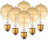 6-Pack Edison Light Bulbs 60W A19 Vintage Antique E26 Dimmable Incandescent Amber Warm White