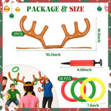 154 Pcs Christmas Games Set Fun Xmas Families Trivia Games Cards Inflatable Reindeer Antler Dice Ring Toss Pencils For Stocking Stuffers Gifts Holiday Birthday Party Activities Favors(Rustic)