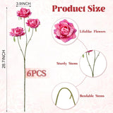 Artificial Flowers Fake Roses, 6Pcs 28" Long Stem Silk Roses For Wedding Centerpieces Home Party Valentine'S Day Decor, Realistic Faux Bouquet For Tall Vase Indoor (Fuchsia)