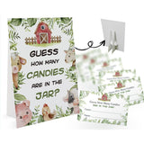 Candy Guessing Game Cards-1 Sign 8X11 And 50 Cards, Farm Animals How Many Game Sign, For Boys Girls Birthday Party, Baby Shower, Party Games Activities And Decorations 16
