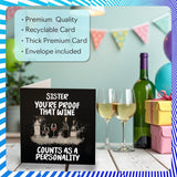 Sister Birthday Card - Personality Of Wine - Happy Birthday Card For Sister From Brother Sibling, 5.7 Inch Personality Of Wine Bday Greeting Cards