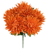 Orange Artificial Mums For Outdoors Fall Fake Mums Bush 5 Heads Silk Chrysanthemum Flowers Bouquets Autumn Faux Spider Mum Flower Large Floral Arrangements Fall Decorations For Home