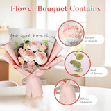 Crochet Flowers, Crochet Flowers Bouquet Of Rose, Crochet Artificial Flowers?11Pcs?? Suitable For Mother'S Day, Valentine'S Day, Graduation Ceremony, Birthday Wedding Teacher'S Day (Pink)