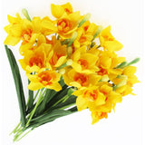 10 Pcs Artificial Daffodils Flowers Narcissus Faux Spring Flowers Fake Silk Daffodil Flower Arrangement For Indoor Outdoor Home Wedding Decor (10, Yellow)