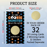 32 Pcs Cookie Theme Scratch Off Cards, Our Little Cookie Monster Is On The Way Scratch Off Tickets, Baby Shower Prize Raffle Tickets, Funny Birthday Party Cards Supplies For Family Friend