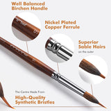 Watercolor Brushes Professional, 4Pcs Extended Needle Point Brushes Synthetic Extra Long Pinhead Brush With Sable Body For Fine Detailing - Watercolor Acrylic Gouache Inks Painting