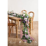 Flower Garland - 6Ft Eucalyptus & Rose - Sweetheart Table Decor For Wedding Reception, Artificial Floral Garland For Arch Mantle, Christmas, Backdrop Decoration, Purple