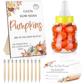 152 Pcs Fall Baby Shower Games Guess How Many Pumpkins Game Stand Sign 100 Pumpkins Guessing Cards 20 Pencils 1 Large Baby Bottle 30 Pumpkins For Guests Gender Reveal Party Game Decorations