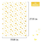 White With Metallic Gold Heart Tissue, 20" X 28", Gold Heart Design For Gift Bags, Birthday, Valentine'S Day, Mother'S Day, Weddings, 30 Sheets
