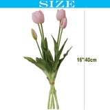 20Pcs Artificial Tulip Flowers,16 Inch Real Touch Tulip Stems With Faux Leaves, Faux Tulips And Buds For Home Décor Centerpiece Ornament Wedding Bouquet,Pink