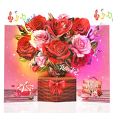 Pop Up Valentines Day Card, 3D Musical Rose Flower Anniversary Cards With Lights, Romantic Popup Love Greeting Card For Her Him Couples Wife Girlfriend Husband Boyfriend