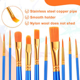Paint Brush Set,6 Packs 60 Pcs Nylon Hair Paint Brushes For Acrylic Painting,Artist Paintbrushes For Acrylic,Oil,Watercolor Painting,Face Nail Art,Paint Brushes For Kids,Blue