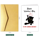 Funny Cat Valentines Day Card, Cute Valentines Day Card From Cat, Vday Card For Cat Owner, Happy Valentine'S Day To My Human Servant