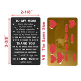 Mom Christmas Card From Daughter Son, I Love You Mom Birthday Card For Her, Thank You Mothers Day Gift, Metal Engraved Wallet Card