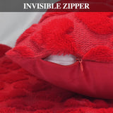 Valentines Pillow Covers 18X18 Inch Set Of 2, Red Heart Soft Plush Short Throw Pillow Cover, Valentines Day Decoration Case Pillow For Sofa Couch Bed Holiday Outdoor Home Decorations