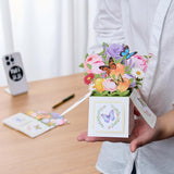 Pop Up Card, Handmade Gifts, Butterfly And Flower 3D Greeting Card With Envelope For Any Occasion, Mother'S Day, Anniversary, Valentines Day, Birthday, Foldable Celebration Cards For Friends