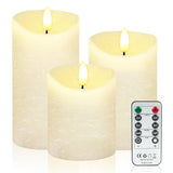 Flameless Candles, Battery Operated Led Lights Candle 3 Pack, Christmas Decorations Home Decor, Flickering Light White Pillar Candles With Real Wax Remote Control Timer. 3X3, 3X4, 3X5 Inches, White