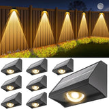 8 Pack Solar Fence Lights RGB Waterproof LED Spot Lens Deck Step Patio Wall Lights