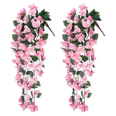 2Pcs Artificial Bougainvillea Hanging Flowers Faux Plants For Outdoor Outside Summer Decoration, Fake Silk Uv Resistant Realistic Long Trailing Vines For Home Porch Patio Balcony Yard, Pink