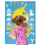 Pin The Tie On The Duck Party Game, Duck Birthday Party Supplies, Large Poster For Wall Home Room Decorations