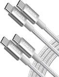 2 Pack USB C to USB C Fast Charging Cable 60W 6FT Type C Charger for iPhone 17 iPad Silver