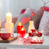 Valentine'S Day Tiered Tray Decorations Faux Books Bundle With Ribbon Red Truck Wood Book Stack Table Decoration Centerpiece Sign For Home Shelf Office Mantel Gift(Truck)