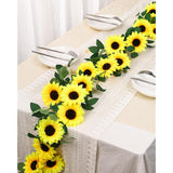 3Pack Artificial Sunflower Garland 7.5Ft Silk Fake Sunflowers Hanging Artificial Flower Vine With Green Leaves For Baby Shower Wedding Party Garden Wall Table Home Decor
