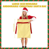 Santa Sack Christmas Gift Bag 19.7 X 27.6 Inch Large Canvas Christmas Santa Claus Bag For Xmas Party Supplies Favors (White-Yellow Stripes)