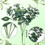 10 Pcs Artificial Anemone Poppy White Flowers And Green Eucalyptus Stems Decor Fake Silk Flowers Greenery Branches Leaves Faux Flowers Floral Arrangements For Wedding Bouquet Garland Vase Centerpiece