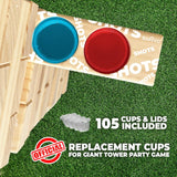 Games – 105 Extra/Replacement Gelatin Shot Cups & Lids For Giant Tower Party Game – Clear Plastic & Leak Proof - Perfect Size For Hidden Shot Blocks - Tipsy Topple Game For Adults - Block Games