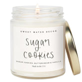 Sugar Cookies Scented Candle - Sugar Cookies, Vanilla, And Buttercream Scented Christmas Candles And Decor For Home - 9Oz. Clear Jar Soy Candle, Made In The Usa