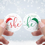 Santa Baby Gender Reveal Party - Team He Or Team She Stickers - 40 Labels – Christmas Gender Reveal