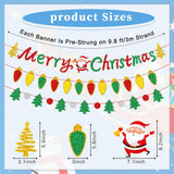 Merry Christmas Banner,Glitter Pre-Strung Red Green Gold Christmas Banner,Xmas Tree Garland For Christmas Party Decorations Supplies,Holiday Decor,Indoor,Outdoor,Home,Office, Classroom,Fireplace,Wall