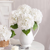 White Hydrangea Artificial Flowers - 3Pcs 22.44In Large Faux Hydrangea Flowers, Latex Real Touch Flowers Fake Hydrangeas For Home Decor Wedding Party Centerpieces Floral Arrangements