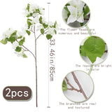 2 Pcs Artificial Flowers Bougainvillea Outdoor White Faux Bougainvillea Flowers With Stems Artificial Bougainvilleas Silk Flowers Branches For Garden Wedding Centerpieces Table Runner Decor