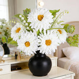 5Pcs White Sunflowers Artificial Flowers With Long Stems Fake Large Sunflowers Silk Faux Bouquet For Wedding Floral Arrangements Home Garden Birthday Party Indoor Decor(White)