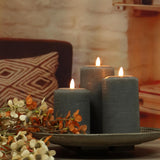 3"X4" 5" 6" Flameless Flickering Led Candles Real Wax Pillar Candles Battery Operated Electric Led Lights With Remote For Home Decorations Wedding Party, Grey, Set Of 3