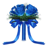 Wedding Bouquets For Bride, Small Bridal Flower For Bridesmaid, Artificial Blue Toss Rose