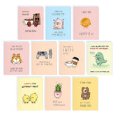 Boxed Set Of 10 Funny, Cute Notecards For All Occasions, Assorted Anniversary Birthday Card For Her Him / Husband Boyfriend / Girlfriend Wife Kawaii Vday Greeting Card