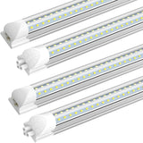 4 Pack 4FT LED Shop Lights 45W 6300LM 5000K V Shape Linkable T8 Fixtures for Garage Workshop
