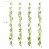 Wisteria Artificial Flowers Garland, 4Pcs Total 28.8Ft White Artificial Wisteria Vine Silk Hanging Flower For Home Garden Outdoor Ceremony Wedding Arch Floral Decor