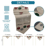 Christmas Theme Table Runners Cotton Linen Farmhouse Rustic Ornaments Plaid Balls Non-Slip Party Decorations Dresser Scarf For Kitchen ,Home ,Dining Table ,Outdoor,13X70 Inches Long Happy Holidays
