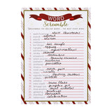 Christmas Word Scramble Game - 50 5X7 In Red, Green & White Traditional - Includes 2 Answer Keys & Adult Christmas Activity Sheets - Family Reunion Unscramble Words & Party Activity