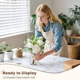 12.5Inch Artificial Flowers Bulks In Vase, White Fake Roses In Vase Lifelike Faux Flower Arrangement For Wedding Home Table Centerpieces