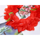 Hawaiian Leis Set For Luau Party 4Pcs Tropical Flower Ribbon Lei Necklace For Summer Beach Pool Graduation Dance Party Favor Decoration (Red)