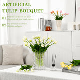 15Pcs Artificial Tulips Real Touch White Faux Latex Flowers Lifelike Fake Tulip Bouquet Flowers Arrangements For Wedding Home Kitchen Garden Table Party Decoration